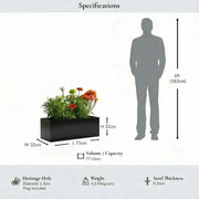 75cm Zinc Galvanised Polished Black Trough Planter